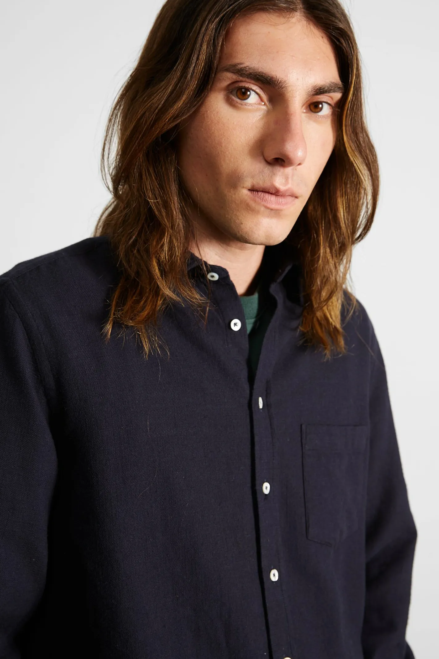 Edmmond Studios Adam Shirt Plain Navy | Men Shirts