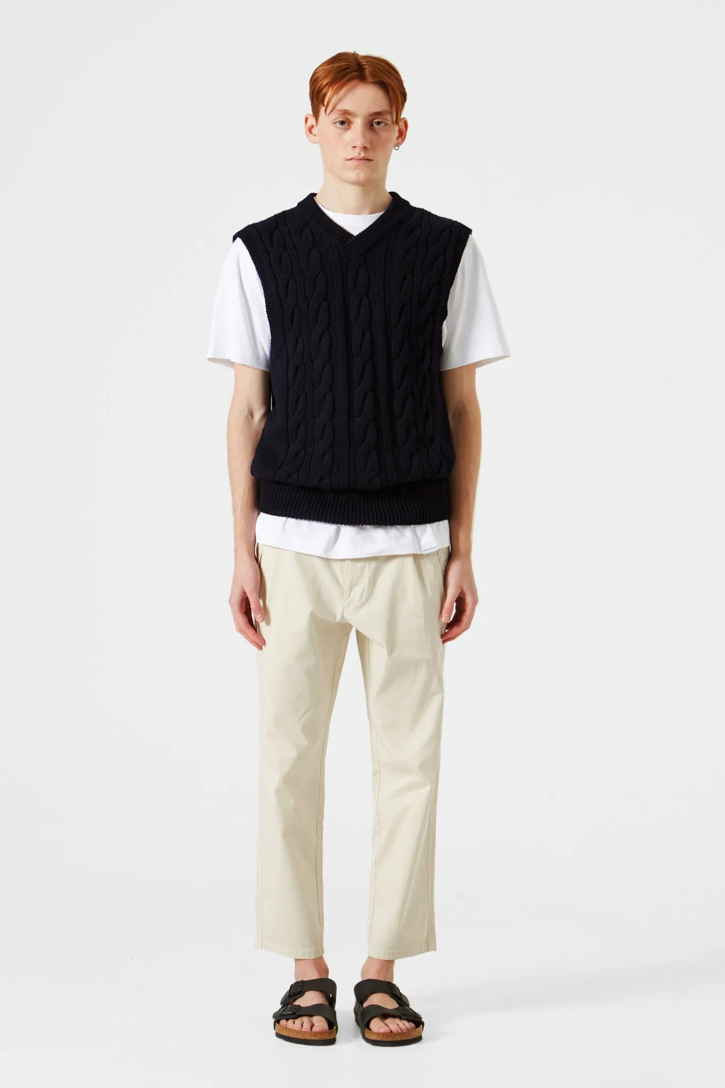 Edmmond Studios Braided Vest Plain Navy | Men Knitwear