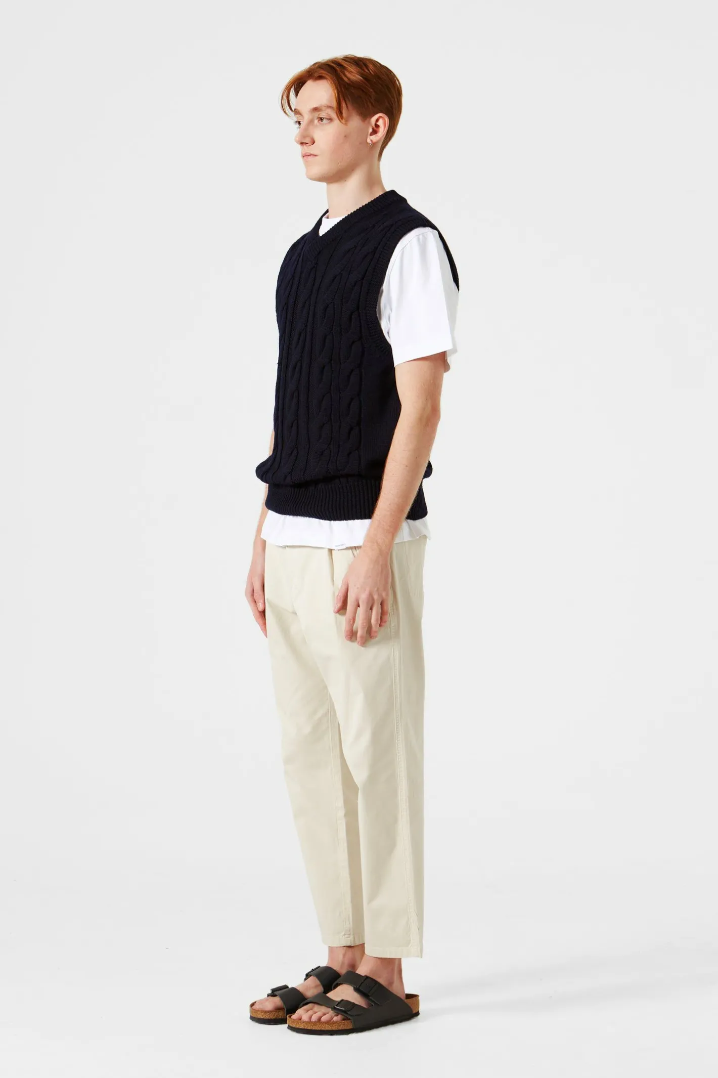 Edmmond Studios Braided Vest Plain Navy | Men Knitwear