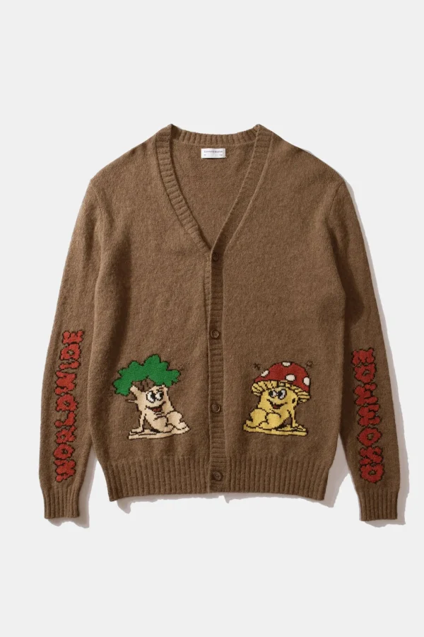 Edmmond Studios Brioche Cardigan Plain Brown | Men Knitwear