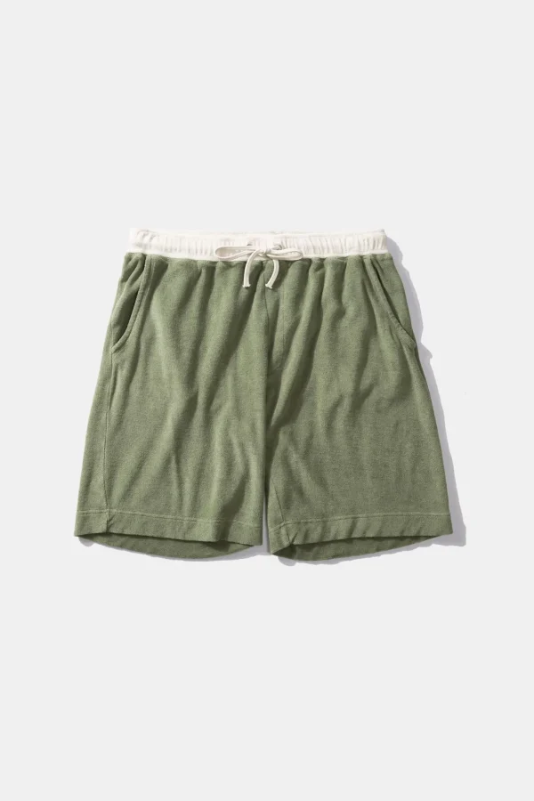 Edmmond Studios Contrast Terry Shorts Plain Olive | Men Trousers