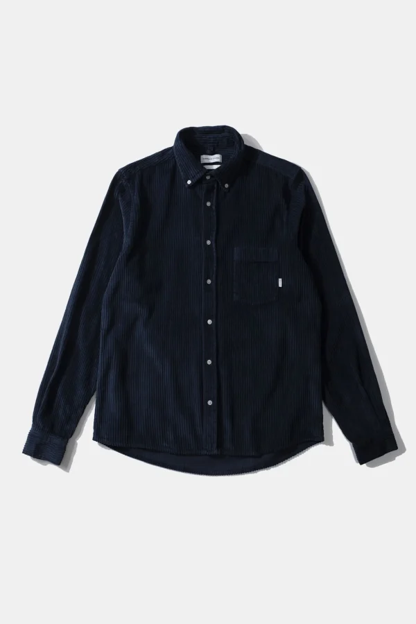 Edmmond Studios Cord Shirt Plain Navy | Men Shirts