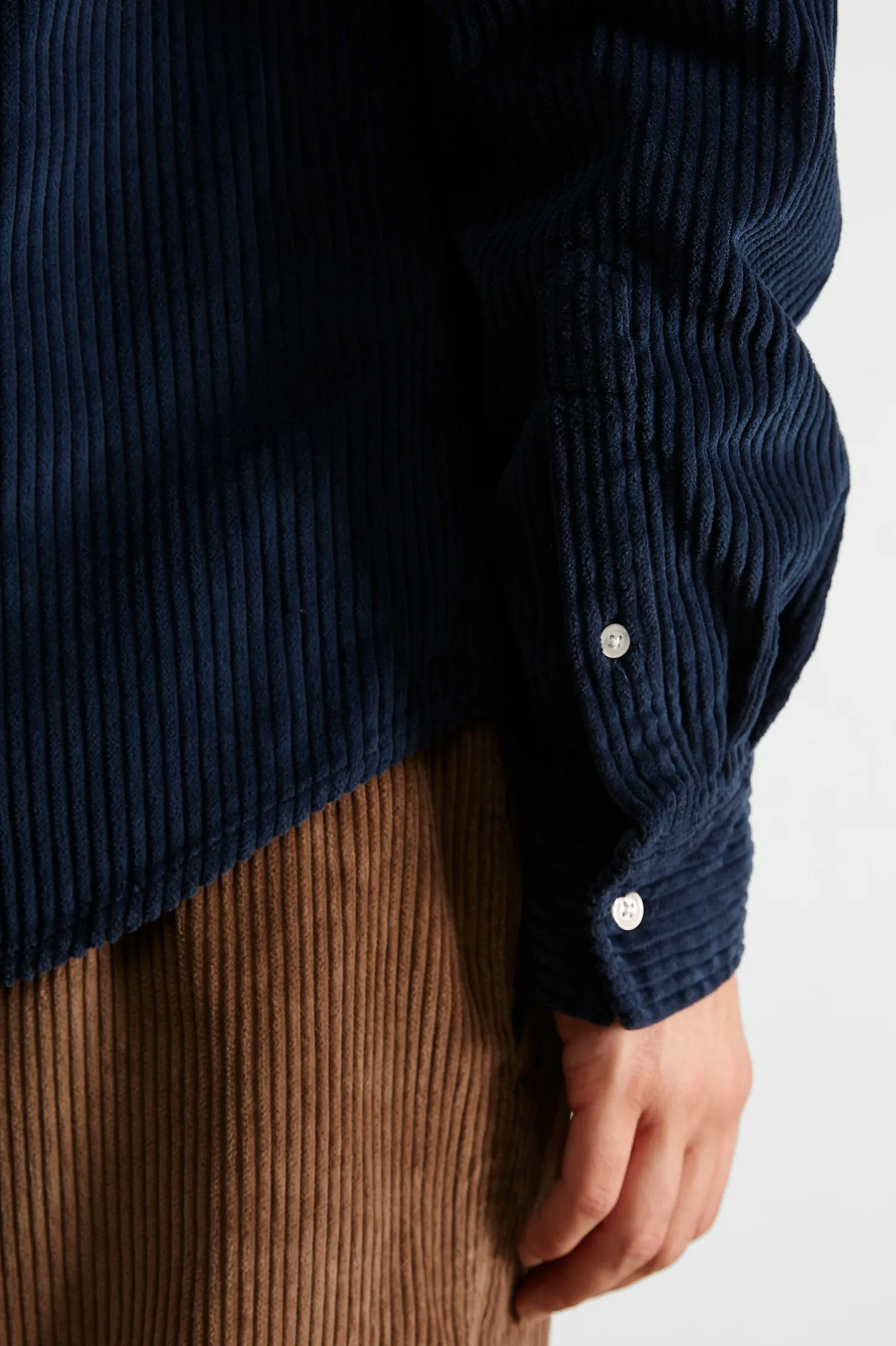 Edmmond Studios Cord Shirt Plain Navy | Men Shirts