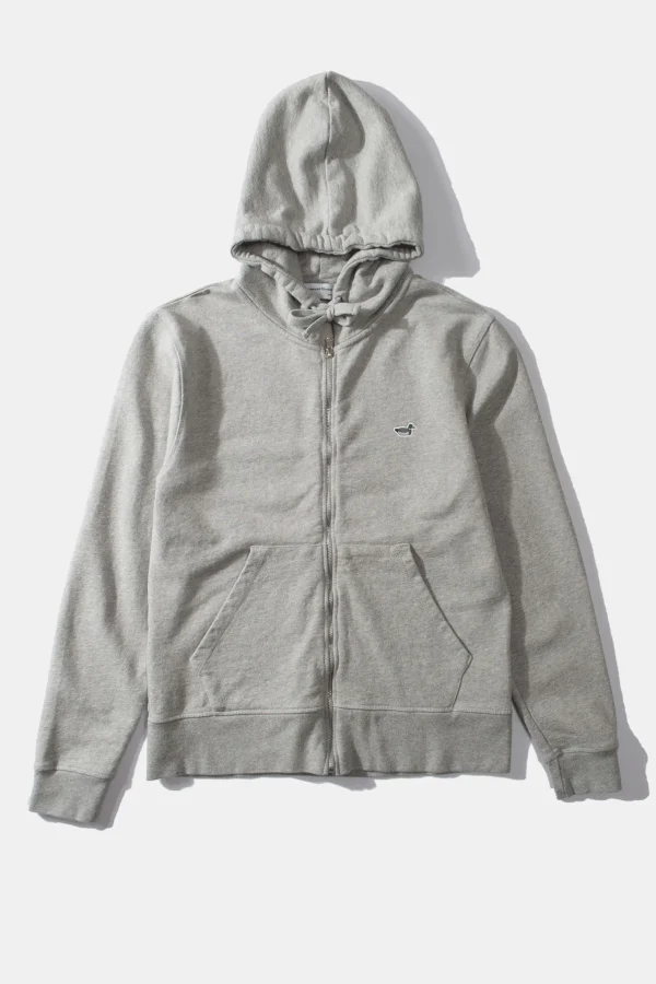 Edmmond Studios Duck Patch Zip Hoodie Plain Grey | Men Sweatshirts