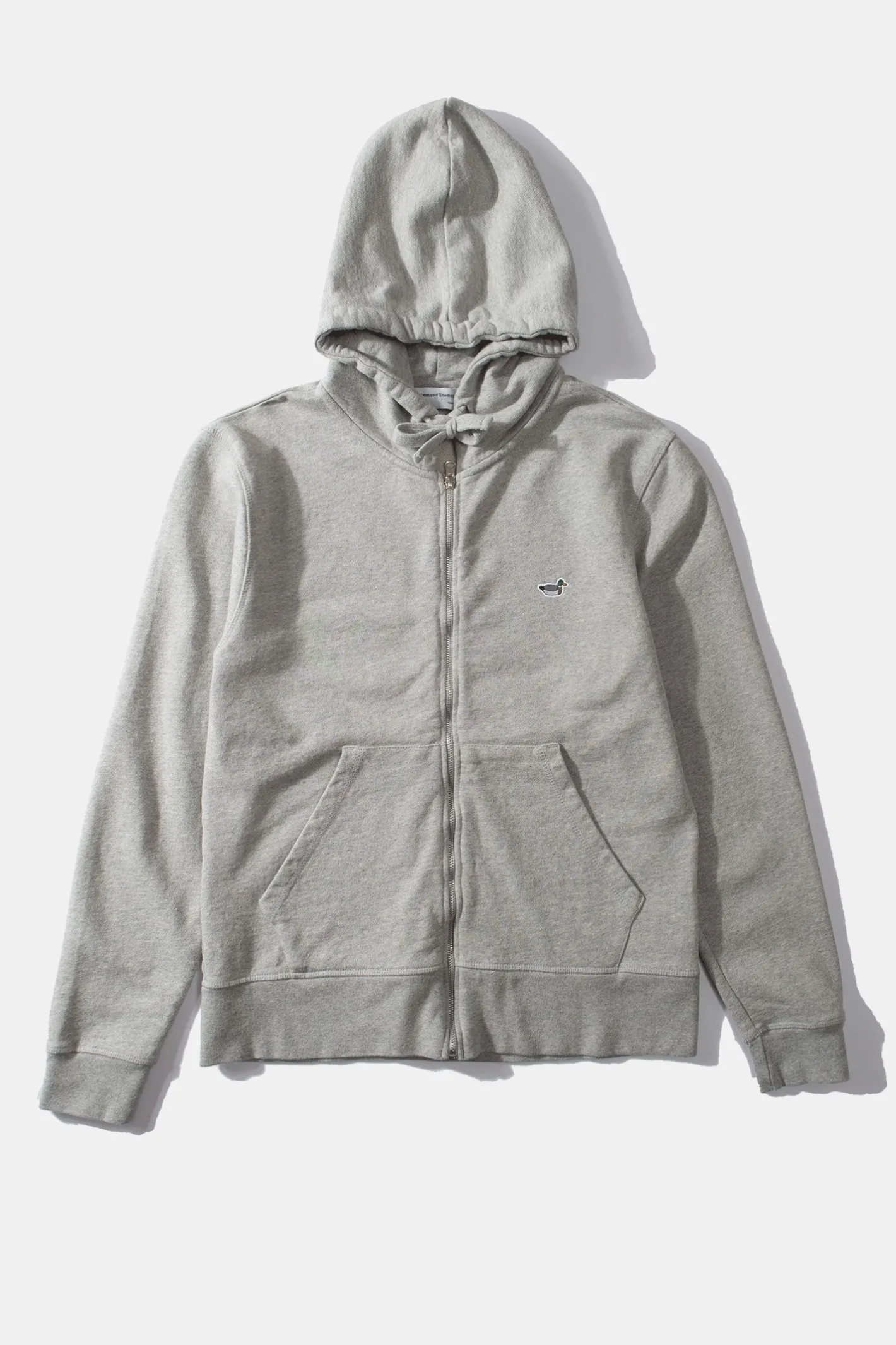 Edmmond Studios Duck Patch Zip Hoodie Plain Grey | Men Sweatshirts