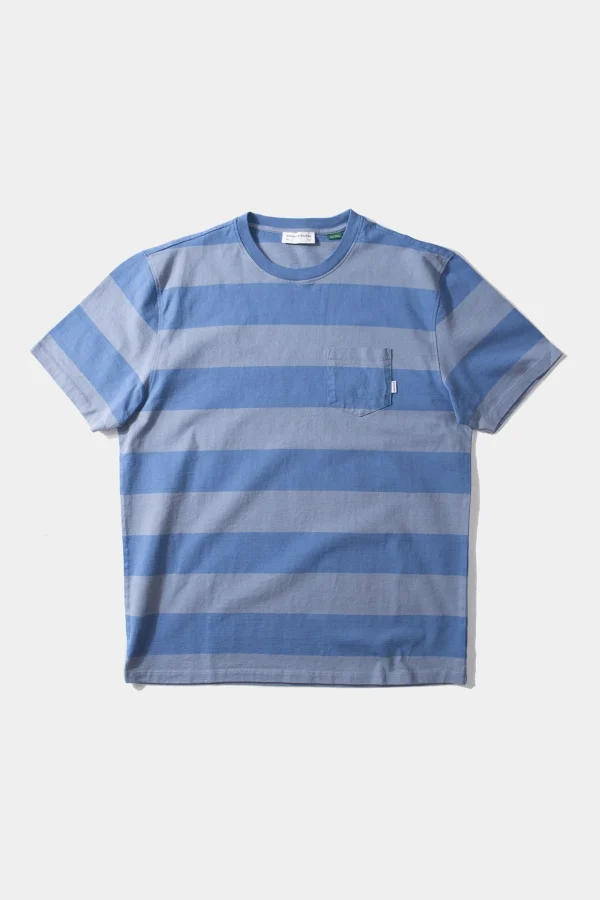 Edmmond Studios Faran Stripes Plain Blue | Men T-Shirts