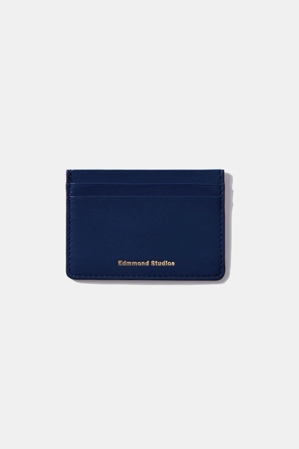 Edmmond Studios Fold Card Holder Plain Navy | Men Accessories
