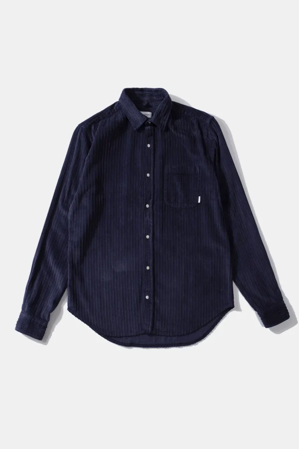 Edmmond Studios French Cord Shirt Plain Navy | Men Shirts