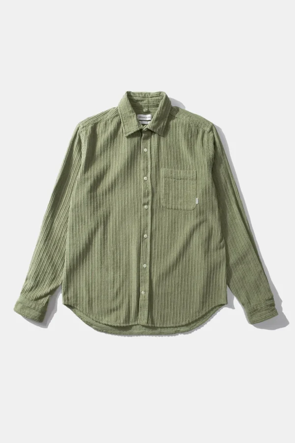 Edmmond Studios French Cord Shirt Plain Olive | Men Shirts