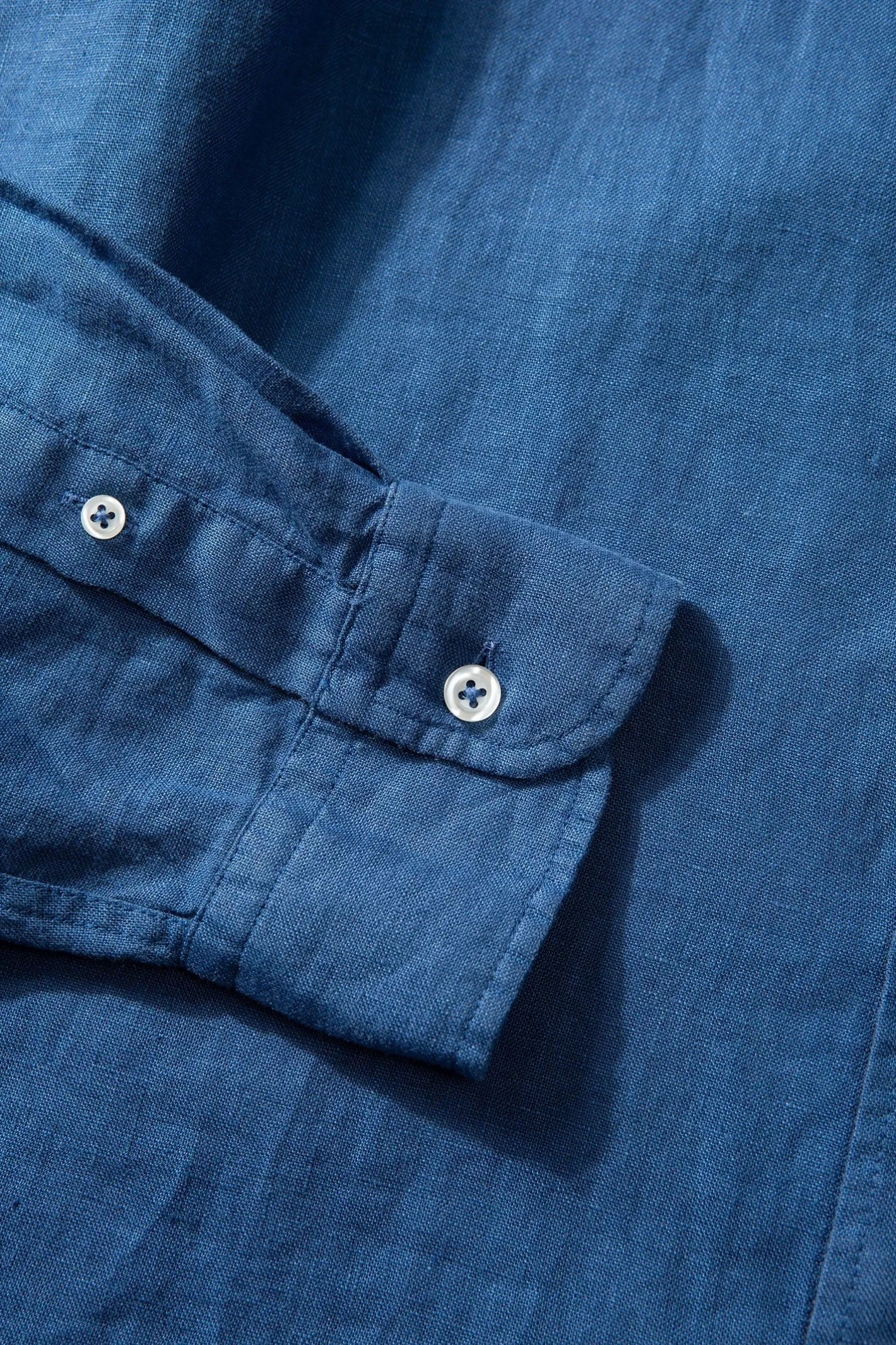 Edmmond Studios Linen Shirt Plain Blue | Men Shirts