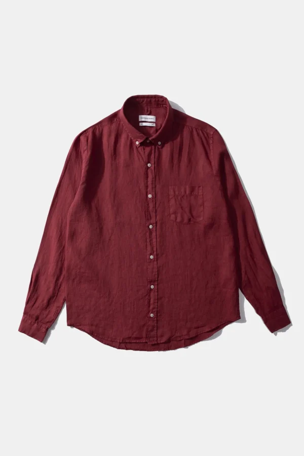 Edmmond Studios Linen Shirt Plain Bordeaux | Men Shirts