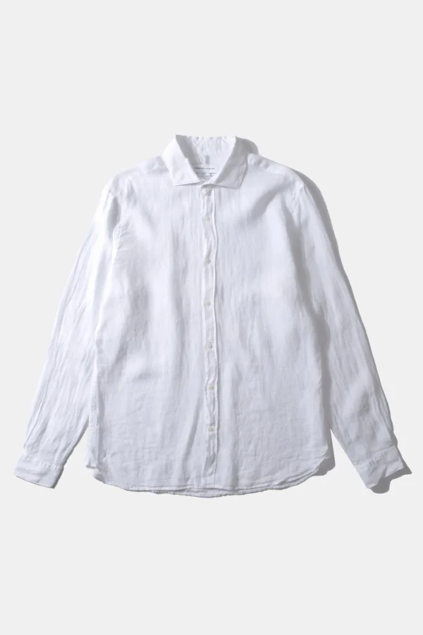 Edmmond Studios Linen Shirt Plain White | Men Shirts