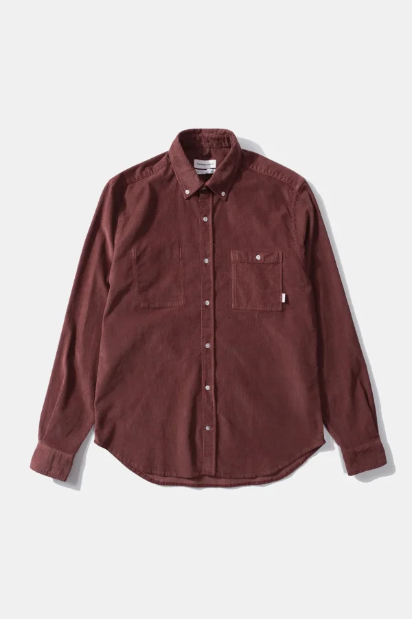 Edmmond Studios Microcord Shirt Plain Brick | Men Shirts