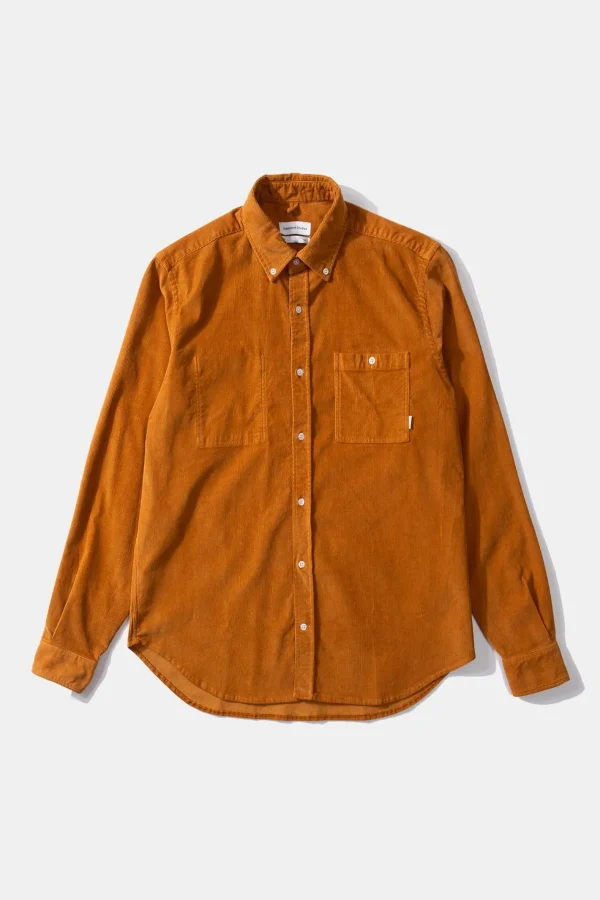 Edmmond Studios Microcord Shirt Plain Brown | Men Shirts