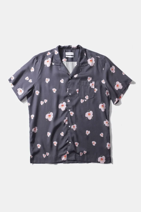 Edmmond Studios Orchid Short Sleeve Plain Navy | Men Shirts