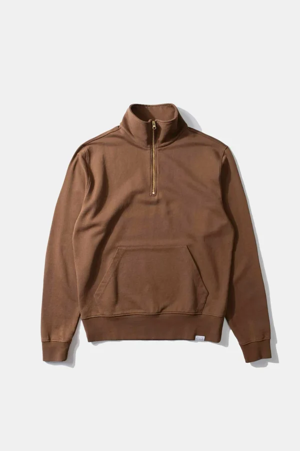 Edmmond Studios Page Zip Plain Brown | Men Sweatshirts