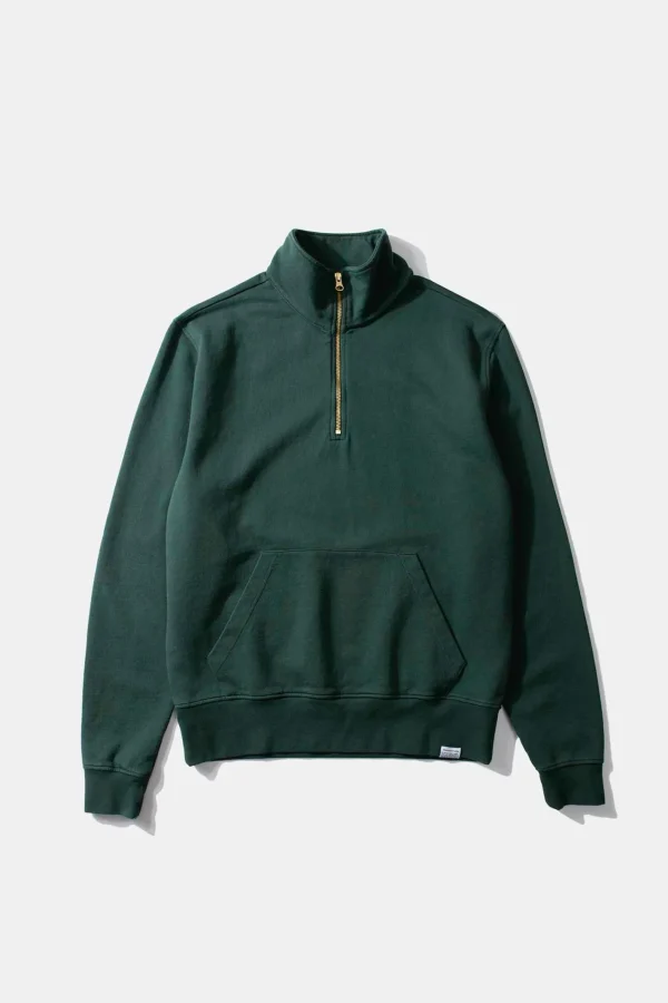 Edmmond Studios Page Zip Plain Dk Green | Men Sweatshirts