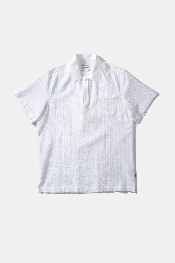 Edmmond Studios Polo Shirt Seersucker Plain White | Men Shirts