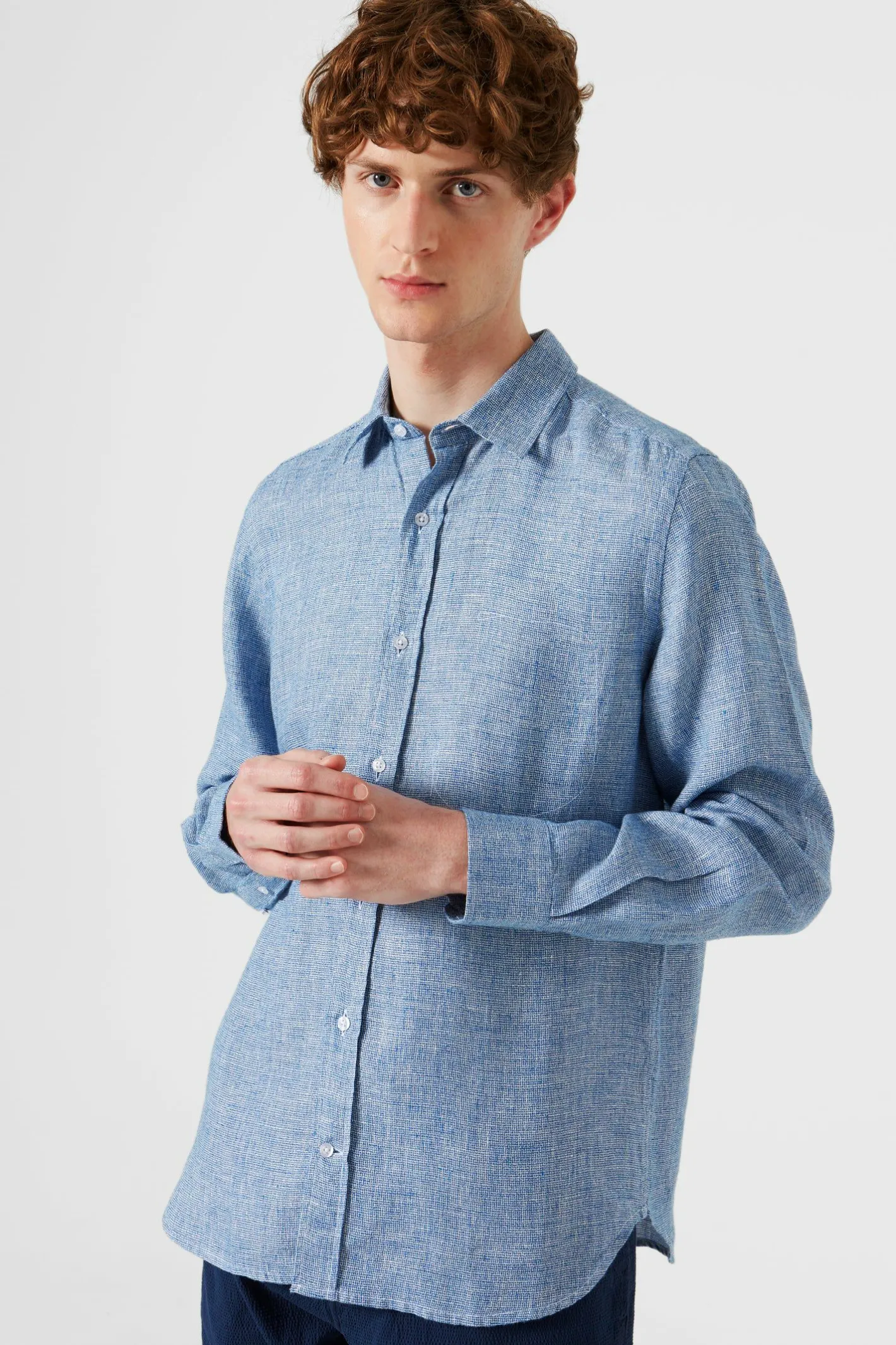 Edmmond Studios Port Shirt Plain Blue | Men Shirts