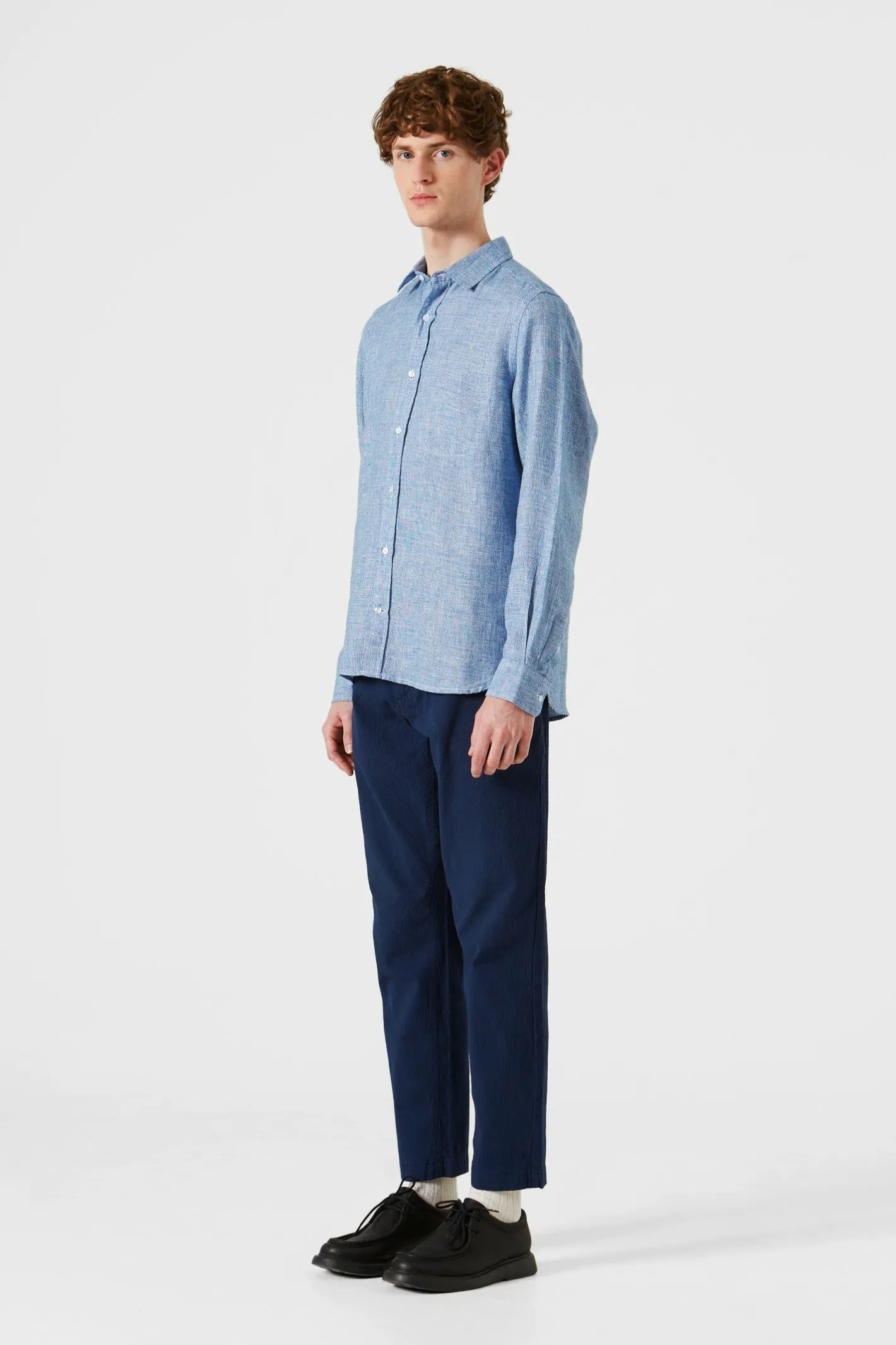 Edmmond Studios Port Shirt Plain Blue | Men Shirts