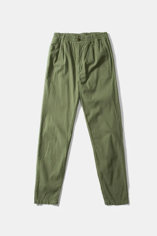 Edmmond Studios Seersucker Pants Plain Khaki | Men Trousers