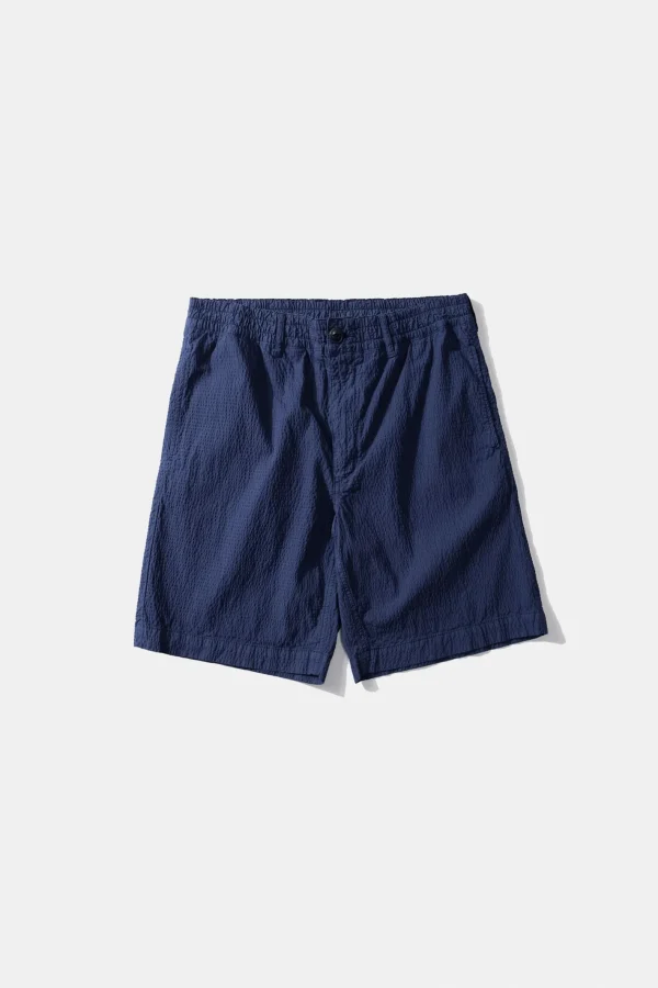 Edmmond Studios Seersucker Shorts Plain Navy | Men Trousers