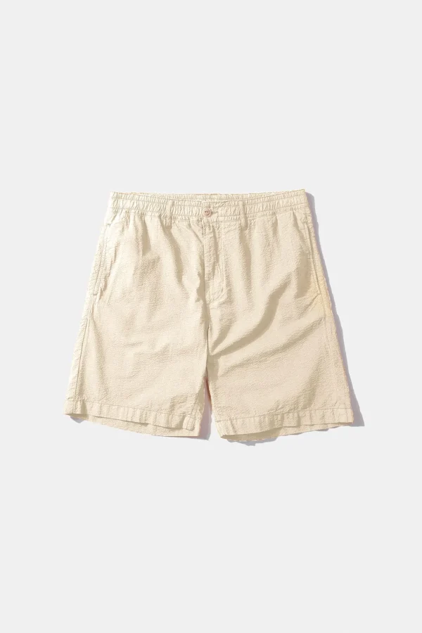 Edmmond Studios Seersucker Shorts Plain Off White | Men Trousers