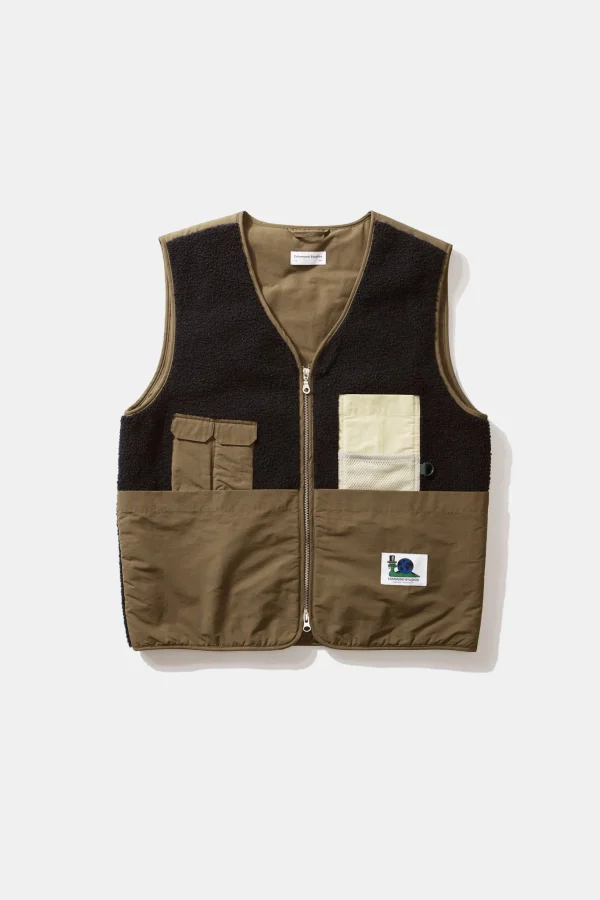 Edmmond Studios Shearling Vest Plain Navy | Men Outerwear