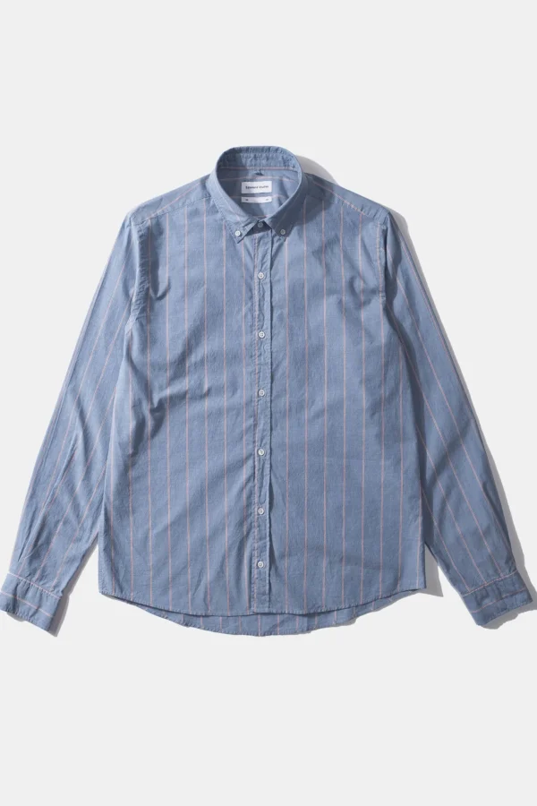 Edmmond Studios Striped Blue Red Shirt Plain Blue | Men Shirts