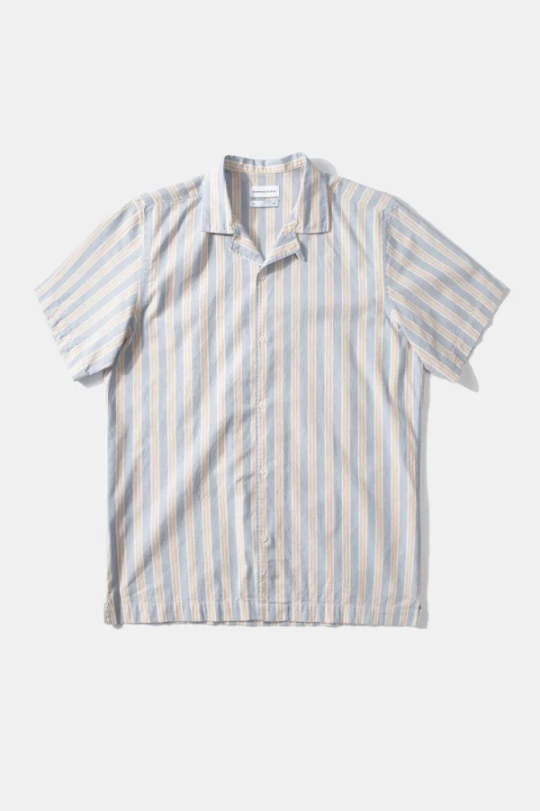 Edmmond Studios Striped Short Sleeve Plain Light Blue | Men Shirts