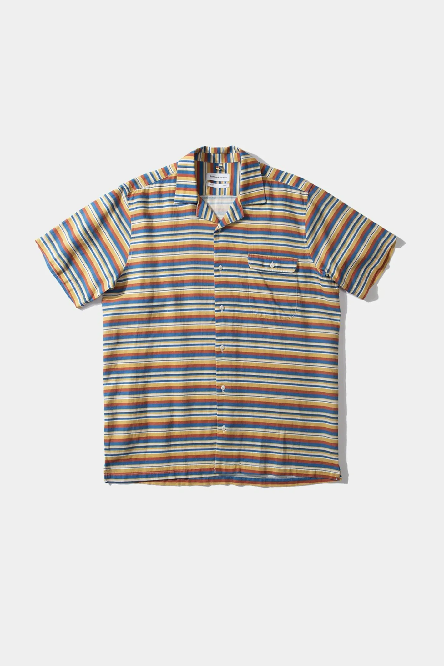 Edmmond Studios Stripes Short Sleeve Shirt Horizontal Stripes Blue | Men Shirts