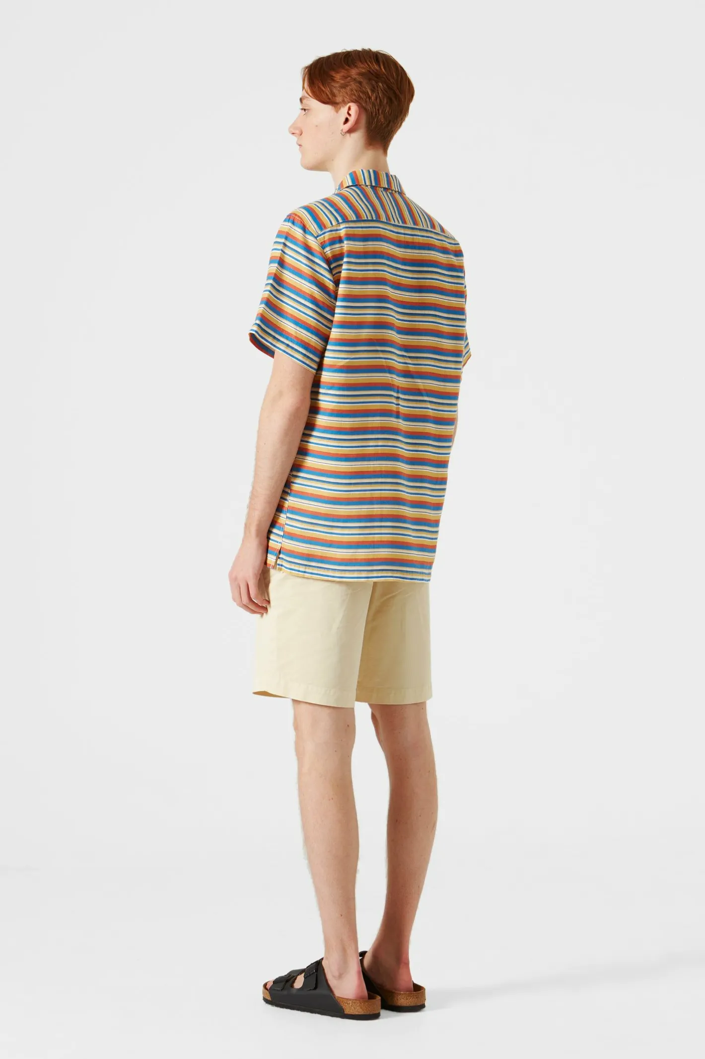 Edmmond Studios Stripes Short Sleeve Shirt Horizontal Stripes Blue | Men Shirts