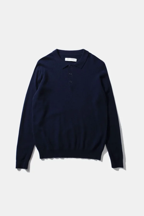 Edmmond Studios Wool Polo Plain Navy | Men Knitwear