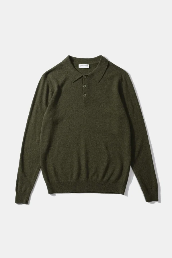 Edmmond Studios Wool Polo Plain Olive | Men Knitwear